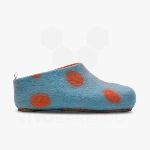 Light Turquoise Orange Vivobarefoot MIM Felt Kids' Slipper | AU007FU