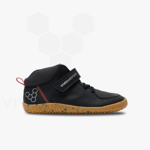 Obsidian Vivobarefoot Primus Ludo Hi Juniors Kids' Shoes | AU028KW